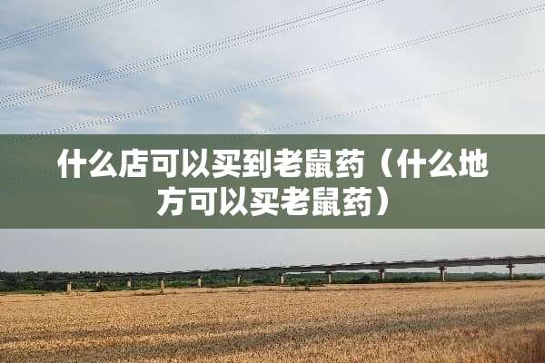 什么店可以买到老鼠药（什么地方可以买老鼠药）