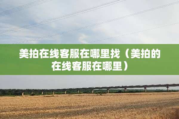 美拍在线客服在***（美拍的在线客服在哪里）