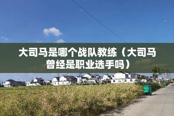 大司马是哪个战队教练（大司马曾经是职业选手吗）