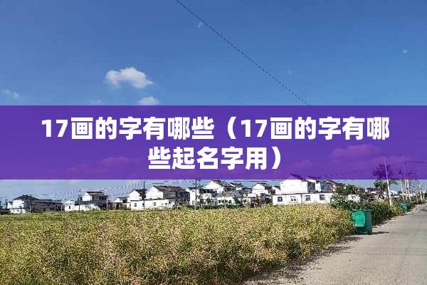 17画的字有哪些（17画的字有哪些起名字用）