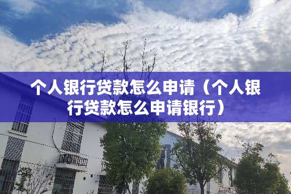 个人银行贷款怎么申请（个人银行贷款怎么申请银行）