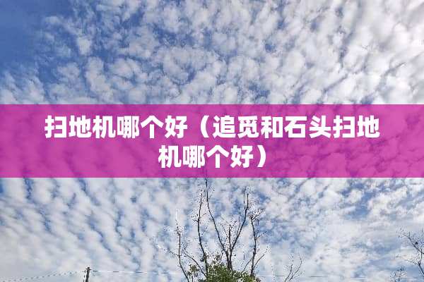扫地机哪个好（追觅和石头扫地机哪个好）