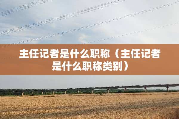 主任记者是什么职称（主任记者是什么职称类别）