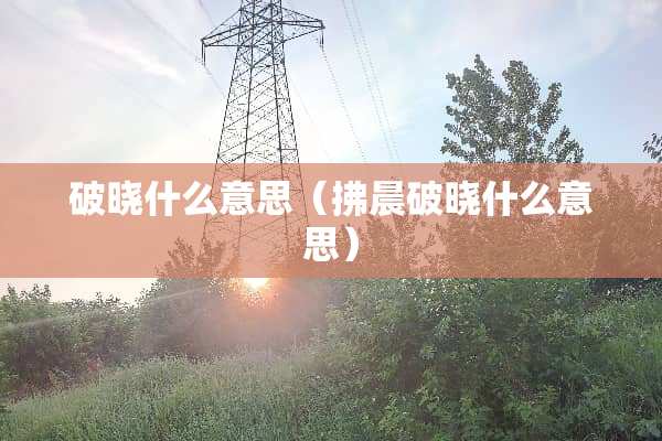 破晓什么意思（拂晨破晓什么意思）