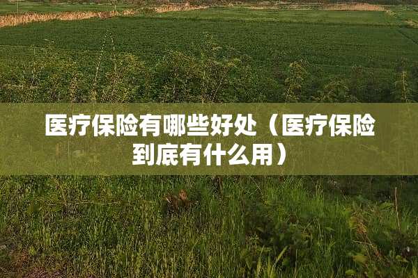 医疗保险有哪些好处（医疗保险到底有什么用）