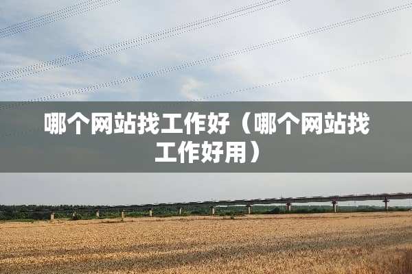 哪个网站找工作好（哪个网站找工作好用）