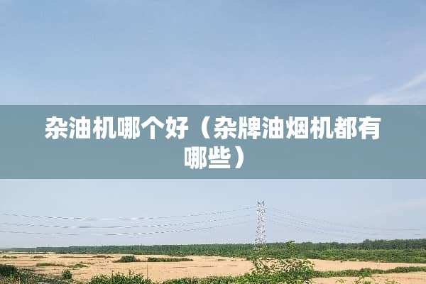 杂油机哪个好（杂牌油烟机都有哪些）