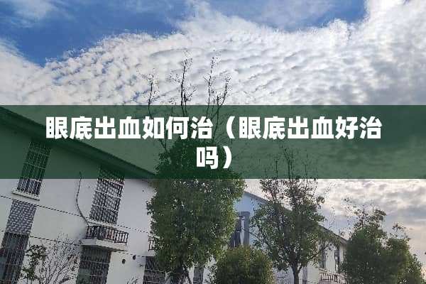 眼底出血如何治（眼底出血好治吗）