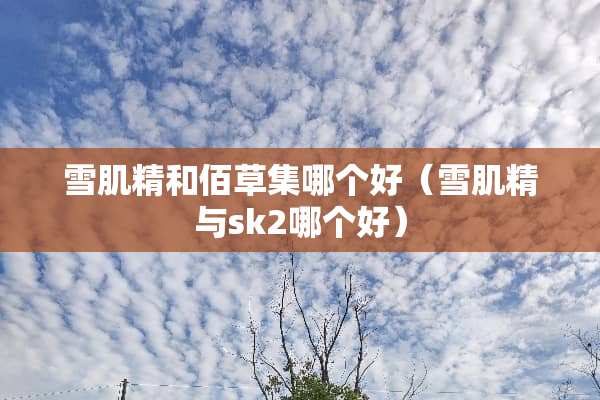 雪肌精和佰草集哪个好（雪肌精与sk2哪个好）