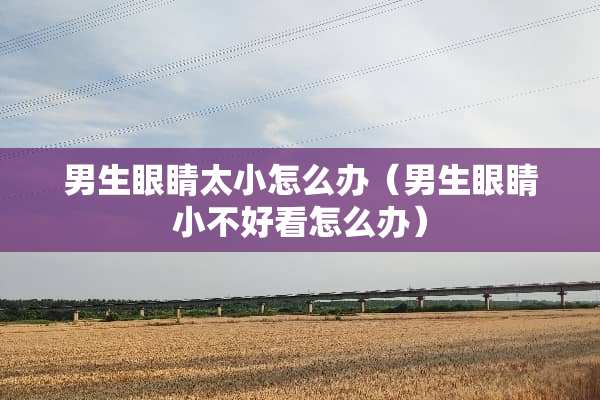 男生眼睛太小怎么办（男生眼睛小不好看怎么办）