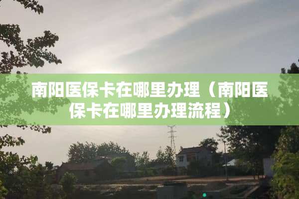 南阳医保卡在哪里办理（南阳医保卡在哪里办理流程）
