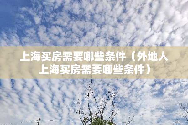 上海买房需要哪些条件（外地人上海买房需要哪些条件）
