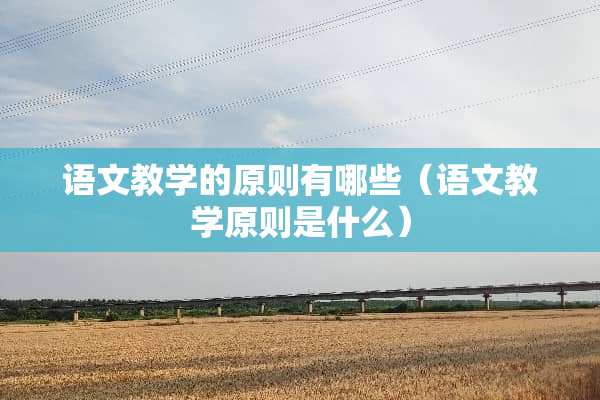 语文教学的原则有哪些（语文教学原则是什么）