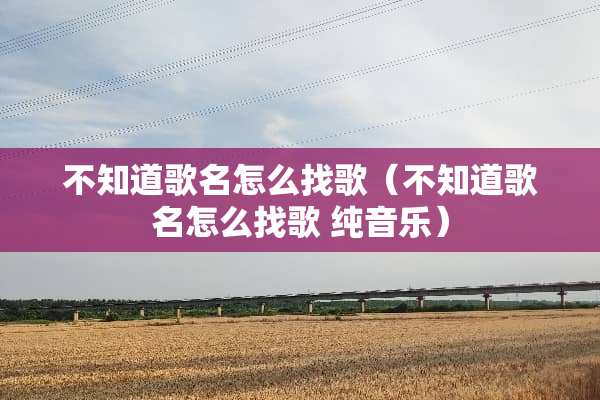 不知道歌名怎么找歌（不知道歌名怎么找歌 纯音乐）