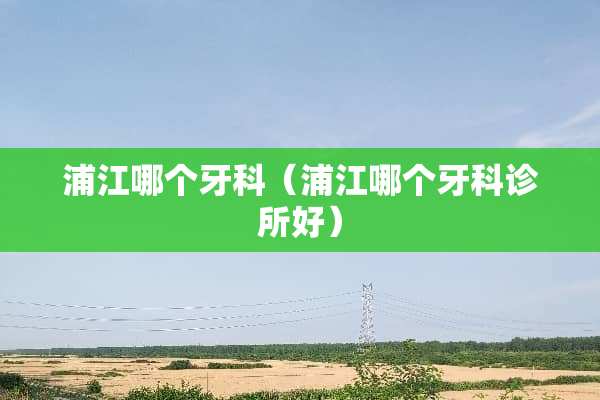 浦江哪个牙科（浦江哪个牙科诊所好）