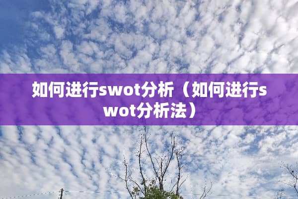如何进行swot分析（如何进行swot分析法）