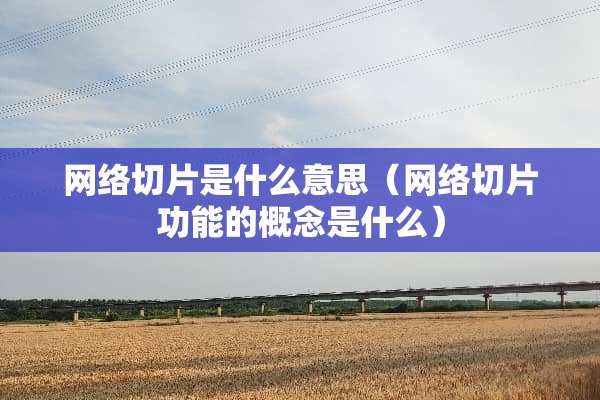 网络切片是什么意思（网络切片功能的概念是什么）