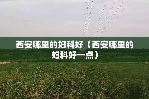 西安哪里的妇科好（西安哪里的妇科好一点）