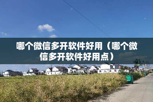 哪个微信多开软件好用（哪个微信多开软件好用点）
