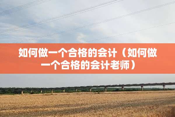 如何做一个合格的会计（如何做一个合格的会计老师）