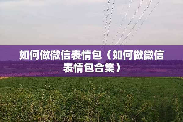 如何做微信表情包（如何做微信表情包合集）