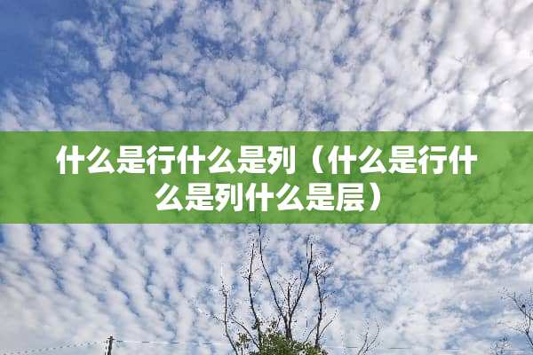什么是行什么是列（什么是行什么是列什么是层）