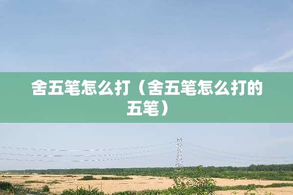 舍五笔怎么打（舍五笔怎么打的五笔）