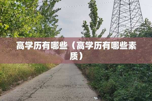 高学历有哪些（高学历有哪些素质）