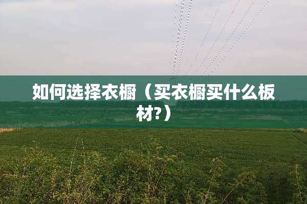 如何选择衣橱（买衣橱买什么板材?）