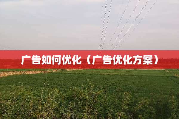 广告如何优化（广告优化方案）