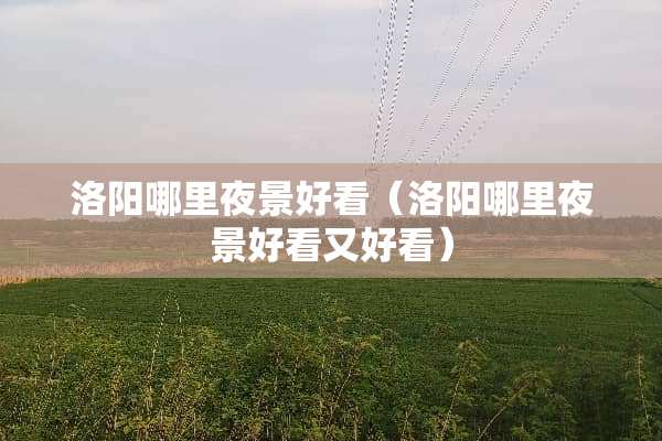 洛阳哪里夜景好看（洛阳哪里夜景好看又好看）