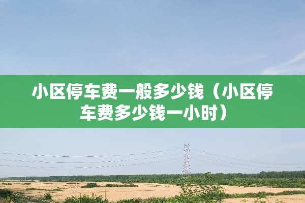 小区停车费一般多少钱（小区停车费多少钱一小时）