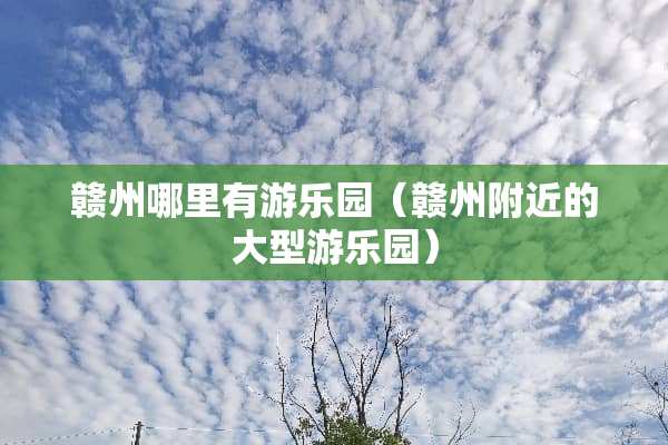 赣州哪里有游乐园（赣州附近的大型游乐园）