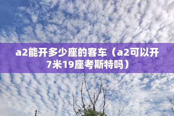 a2能开多少座的客车（a2可以开7米19座考斯特吗）