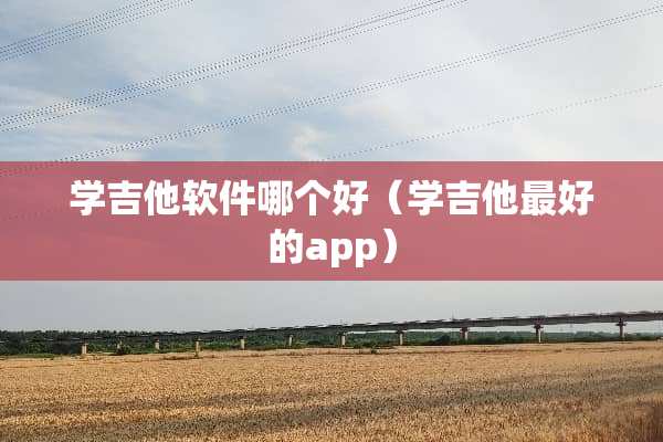 学吉他软件哪个好（学吉他最好的app）