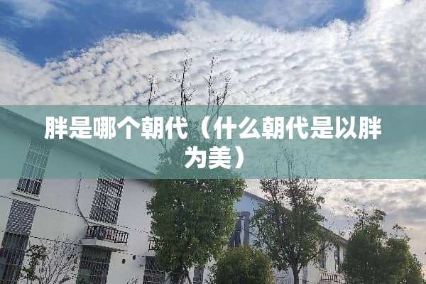 胖是哪个朝代（什么朝代是以胖为美）