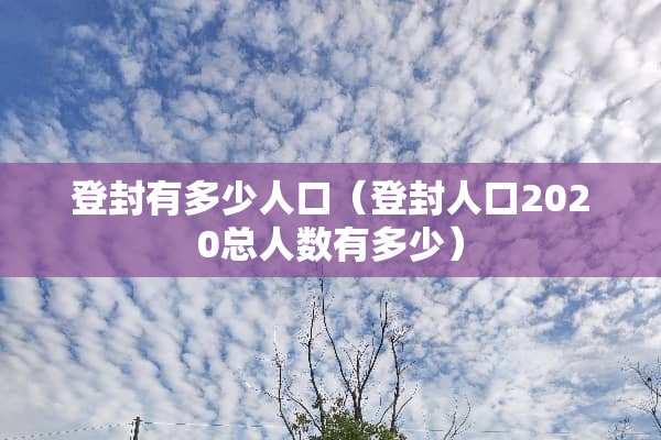 登封有多少人口（登封人口2020总人数有多少）