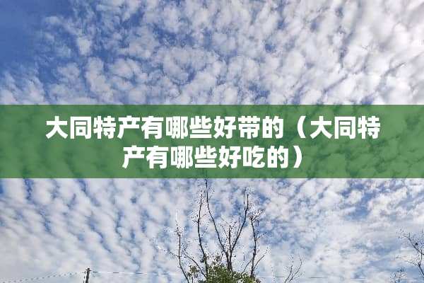 大同特产有哪些好带的（大同特产有哪些好吃的）