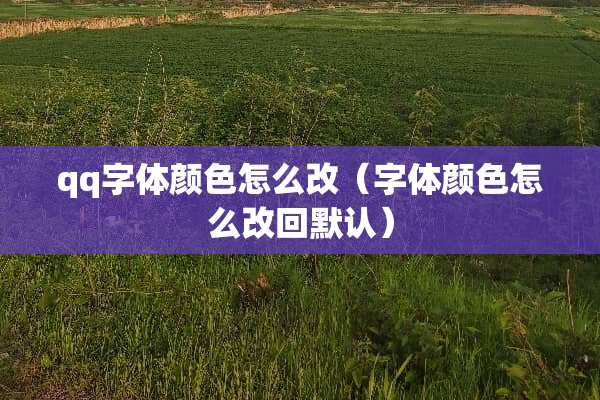 qq字体颜色怎么改（字体颜色怎么改回默认）