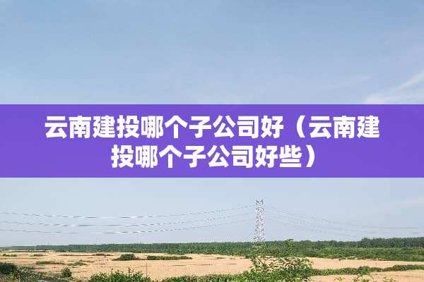 云南建投哪个子公司好（云南建投哪个子公司好些）