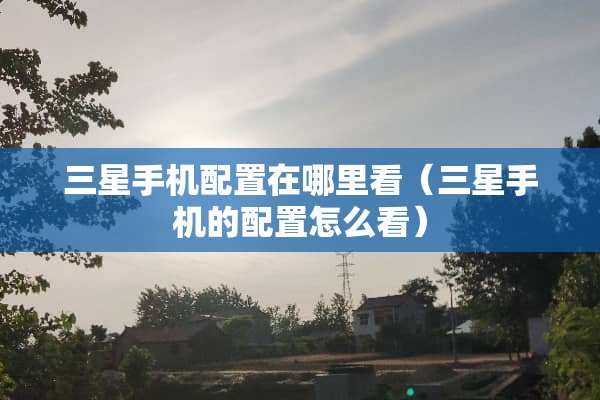 三星手机配置在哪里看（三星手机的配置怎么看）
