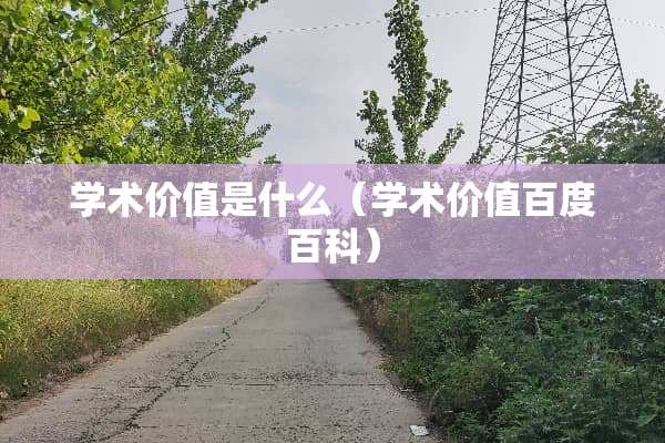 学术价值是什么（学术价值百度百科）