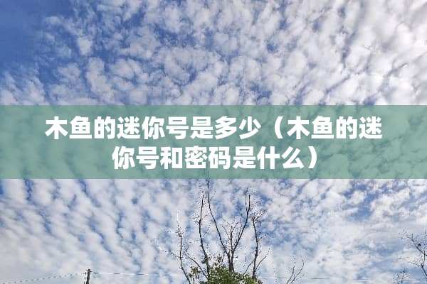 木鱼的迷你号是多少（木鱼的迷你号和密码是什么）