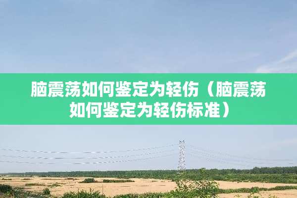 脑震荡如何鉴定为轻伤（脑震荡如何鉴定为轻伤标准）