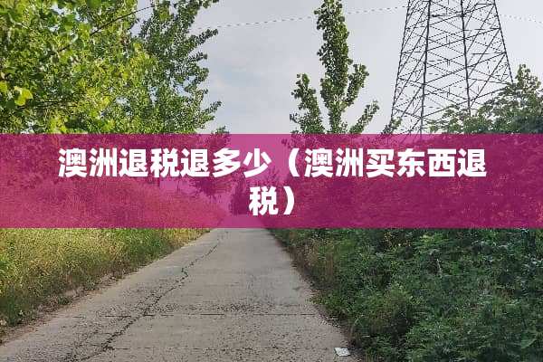 澳洲退税退多少（澳洲买东西退税）