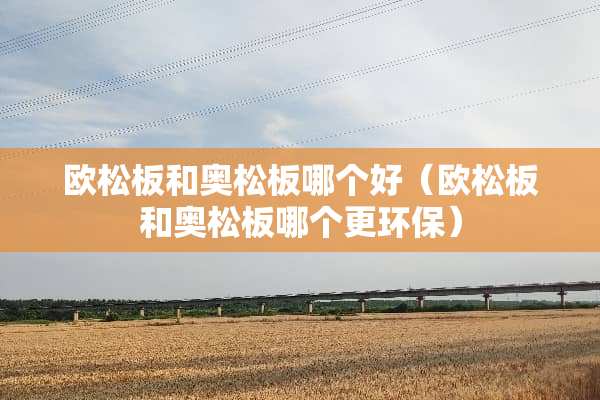 欧松板和奥松板哪个好（欧松板和奥松板哪个更环保）