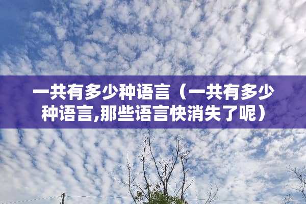 一共有多少种语言（一共有多少种语言,那些语言快消失了呢）