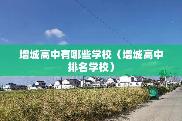 增城高中有哪些学校（增城高中排名学校）