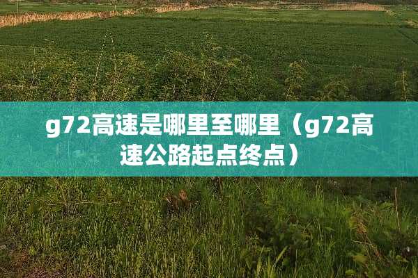 g72高速是哪里至哪里（g72高速公路起点终点）