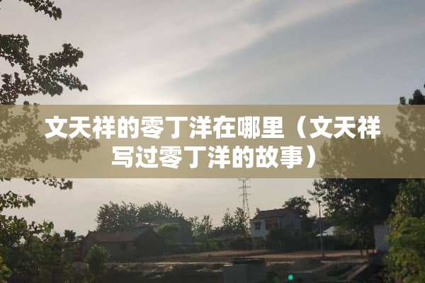 文天祥的零丁洋在哪里（文天祥写过零丁洋的故事）